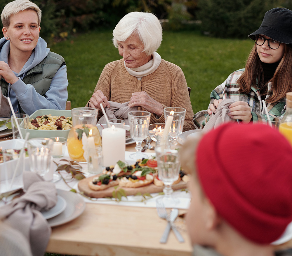 family dinner outside