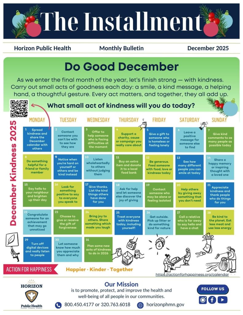 December calendar do good acts of kindness